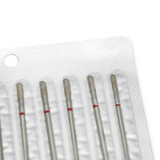 Diamond Bit for Cuticles, Rounded Cylinder, Red Band, 880/025R