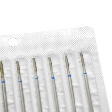 Diamond Bit for Cuticles, Rounded Flame Shape, Blue Band, 244/018B