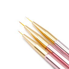 Fine Detail Brush Set for Nail Art, sizes 0, 00, 000, 3 pcs, pink