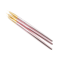Fine Detail Brush Set for Nail Art, sizes 0, 00, 000, 3 pcs, pink