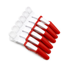 Hair clips, 6 pcs, white+red