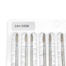 Diamond Nail Drill Bit for Cuticles, Flame Shape with Blunt Tip, Blue Groove, 244/025B