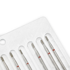 Diamond Nail Drill Bit for Cuticles, Cylinder Shape, Red Groove, 853/018R