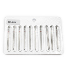 Capăt de freză de diamant pentru cuticule, sferic, brâu roșu, 001/035R