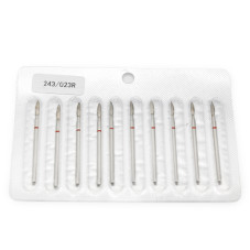 Capăt de freză de diamant pentru cuticule, flacără, brâu roșu, 243/023R