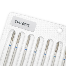 Diamond Bit for Cuticles, Rounded Flame Shape, Blue Band, 244/023B