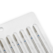 Diamond Bit for Cuticles, Rounded Flame Shape, Blue Band, 244/023B