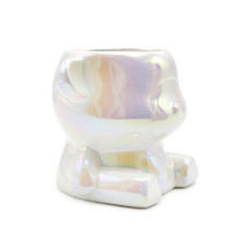 Organizator pentru pensule și pile, din ceramică, alb (cameleon)