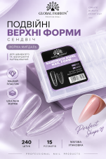 Двойные верхние формы Сэндвич, форма миндаль,  Global Fashion, 15 размеров, 240 шт