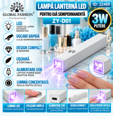 Lampă lanternă pentru ojă semipermanentă, 3W, ZY-D01, alb