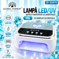 Lampă pentru unghii Led/uv 168W cu display și cristale, H6