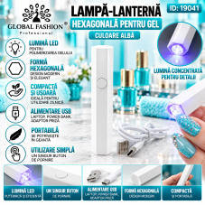 Lampă-lanternă hexagonală pentru gel, albă