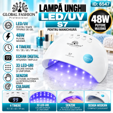 Lampa profesionala unghii LED/UV S7, Global Fashion, 48W, timer, pentru uscat oja semipermanenta sau gel UV, alba