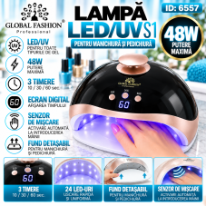 Lampa unghii LED/UV S1, Global Fashion, activare cu senzori, 48W, uscare 10s-60, pentru uscat oja semipermanenta sau gel UVs