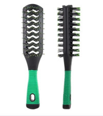 Double-sided, wide hairbrush with air-flow function, green