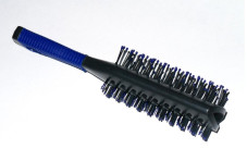Double-sided, wide, blue hairbrush with air-flow function