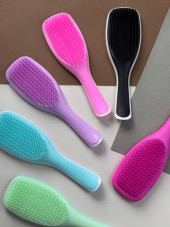 Hair detangling comb, anti-static, soft, raspberry red