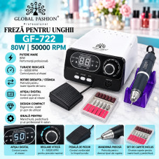 Aparat de manichiură și pedichiură Global Fashion, GF-722, 50000 rpm 80 W, alb