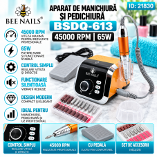 Aparat de manichiură și pedichiură BSDQ-613 Bee Nails, 45000 rotații și 65 wați, Portocaliu
