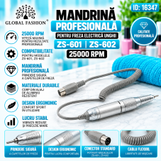 Mandrina profesionala, freza electrica unghii, pentru modelele ZS-601, ZS-602, 25000 rpm, argintie