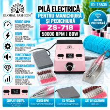 Pila electrica Global Fashion ZS-718, 50000RPM,80 Watt, Roz