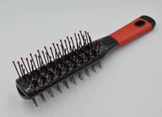 Double-sided, narrow hairbrush with air-flow function, red