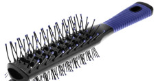 Double-sided, narrow hairbrush with air-flow function, blue