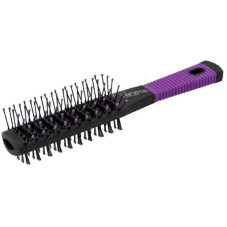 Double-sided, narrow, purple hairbrush with air-flow function