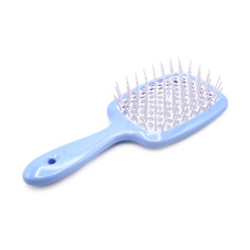Perie de masaj pentru păr Superbrush Plus cu corp perforat în formă de fagure, culoare albastră