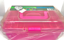 Plastic suitcase for transporting and storing tools, pink, small